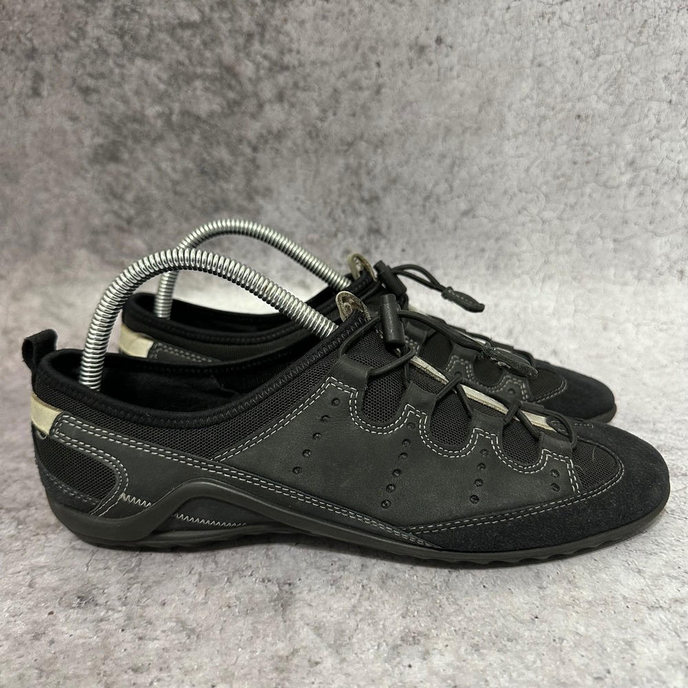 Ecco Vibration II Toggle Sneakers Womens 40 US 9-9.5 Black Leather Walking Shoes